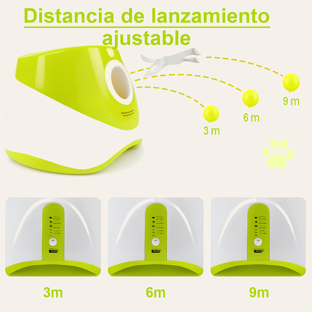 Lanzador de pelotas - distancia de lanzamiento ajustable